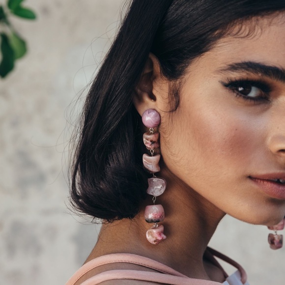 Cult Gaia Acrylic Stones Pink Multi Leo Earings for pierced ears - Picture 3 of 9